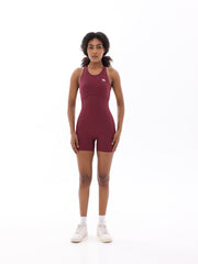 Nave Sculpt Open-Back Jumpsuit – Cherry Wine Red