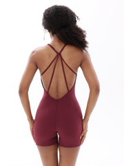 Nave Sculpt Open-Back Jumpsuit – Cherry Wine Red